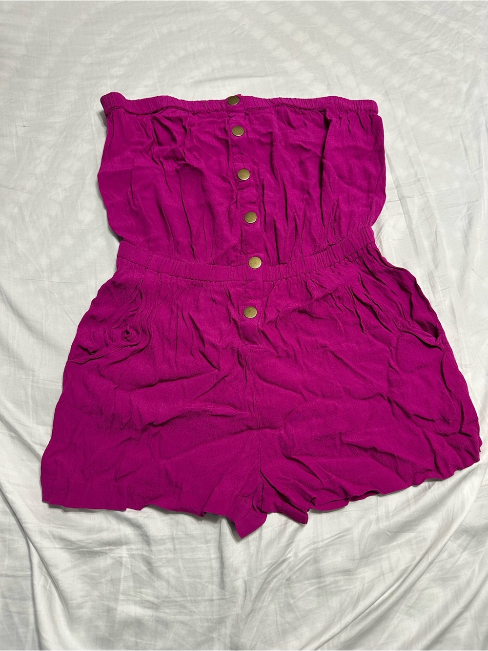 Forever 21 Strapless Shorts Romper in Magenta